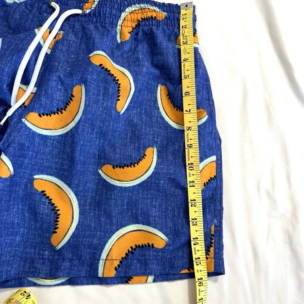 Trunks Surf & Swim Men's Blue Papaya Print Swim Trunks Size L Board‎ Shorts